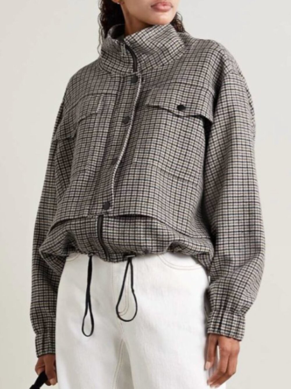 APIECE APART – Selva Cropped Houndstooth Wool-Blend Bomber Jacket